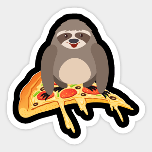 Cute & Funny Sloth Riding Pizza Adorable Animals Sticker